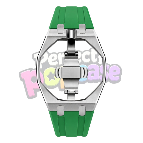 Silver Case/Green Strap