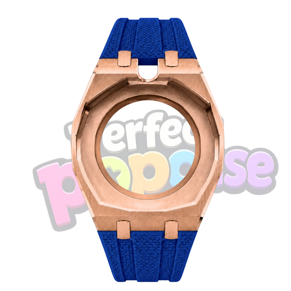 Rose Gold/Blue - 12 & 3 O'clock Crown