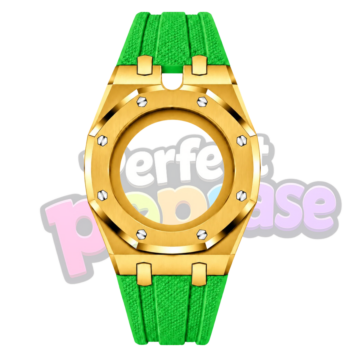 Yellow Gold/Green - 12 & 3 O'clock Crown